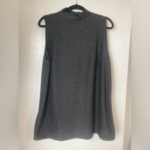 Plus Sleeveless Striped Mock Neck Shimmer Tank